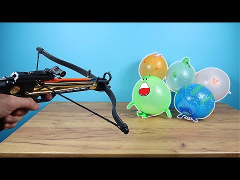 Что если надуть антистрессы и бахнуть в них из арбалета?