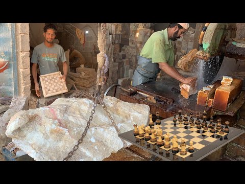 How Multi Color Onyx & Marble Handmade Chess Set are Made || Making Marble Chess Board From Scratch
