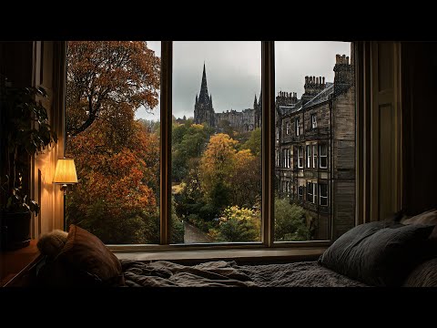 Peaceful Fall Evening Rain In Edinburgh🍂🌧️Calm Rain Ambience For Reading, Sleeping, Etc.