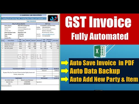 Fully Automated GST Invoice in Excel with Auto Save PDF and Data Backup