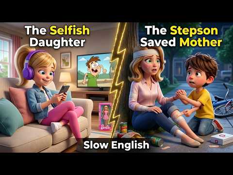 The Stepson Saved The Mother VS The Selfish Daughter |Slow English Easy Conversation For Beginners|