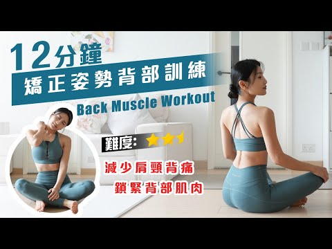 12min Standing Back Muscle Workout | Reduce Double Chin & Slim Back | Shoulder & Neck Pain Relief