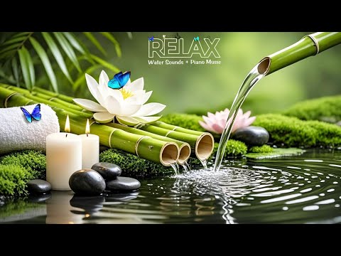 Relaxation Music: Bamboo Water Fountain + Healing Piano 🌿 Sleep Music, Meditation and Nature Sounds