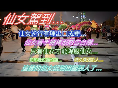 仙女駕到…仙女逆行有理出口成髒…仙女看手機摔倒怒告台階…只有仙女才能降服仙女…蛇形走位誰怕誰…蹭免費還訛人…這樣的仙女就別出國丟人了…