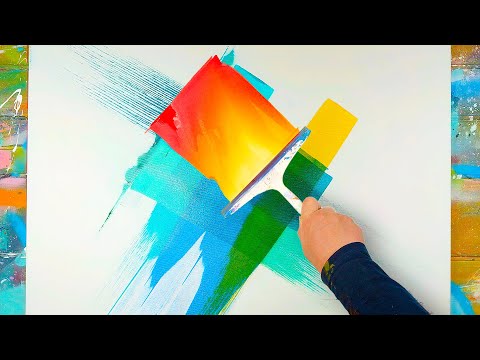 ABSTRACT ART PAINTING Demo With Acrylic Paint and Masking tape | Exactus