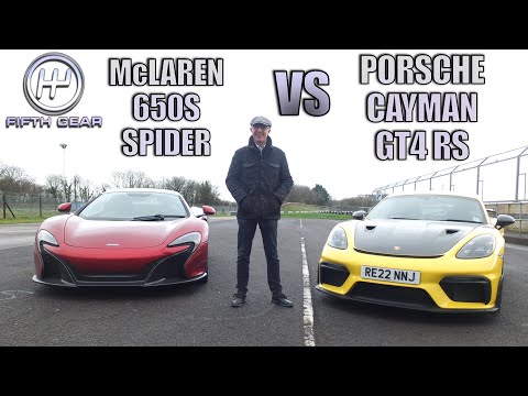 Porsche Cayman GT4 RS v McLaren 650S Spider: Shoot-out! | Fifth Gear