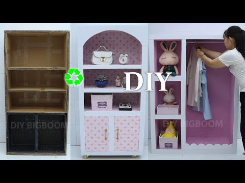 DIY Storage Cabinets Using Cardboard and Fruit Crates