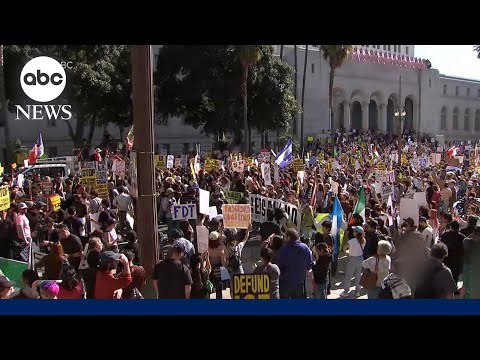 Massive crowds from California to New York turn out to protest ICE crackdowns