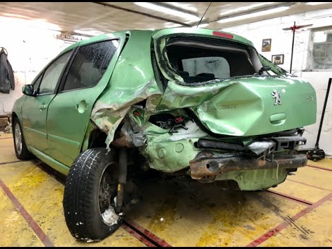 Пежо 307. Мощнейший удар в заднюю часть. Замена четверти. Распил?