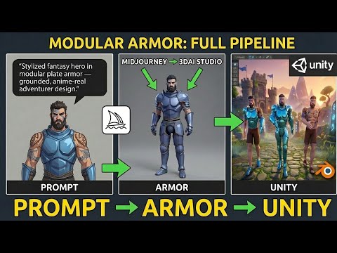 Modular Armor for Any Character | Midjourney → 3D AI Studio → Blender → Unity (Full Workflow)