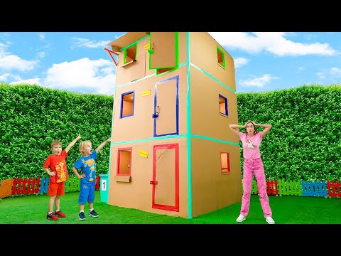 Giant Cardboard House - Funny Kids Adventures! funny stories for kids