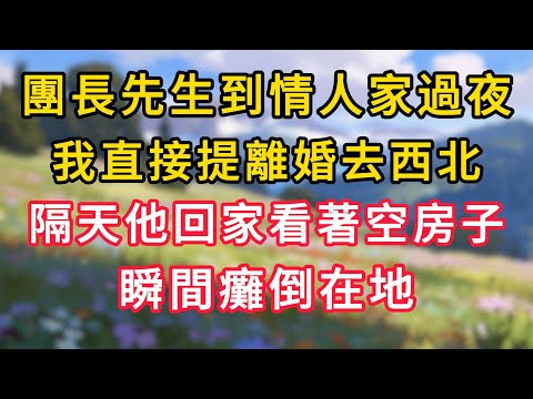 團長先生再次到情人家過夜，我直接提離婚去西北，隔天他回家看著空房子，瞬間癱倒在地！ #為人處世 #生活经验#深夜淺讀 #情感故事 #人間心理 #小说
