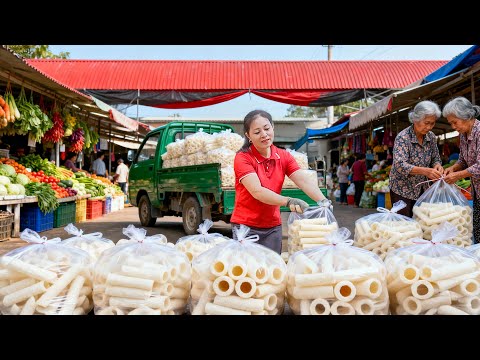 Making Tons of Traditional Rice Cake Tubes | Truck Transport to Countryside Market for Sale