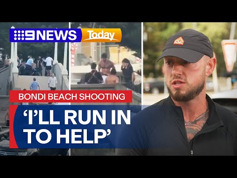 Civilian steps in with police during Bondi Beach shooting | 9 News Australia