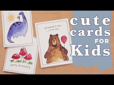 10 Min Watercolor Cards for Kids! Cute Handmade Greeting Cards