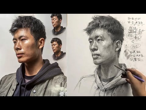 Draw a man's portrait in Pencil with a photo reference
