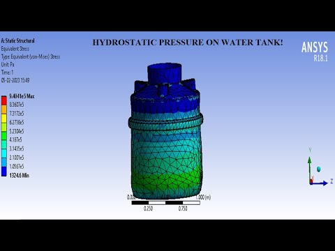 Hydrostatic Pressure Simulation [Tank Filled with Water] I Ansys Workbench Tutorial | Stress Test