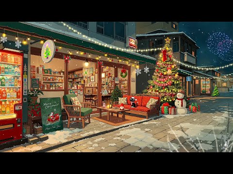 Christmas Evening Chill ☕ Winter Lofi Music at a Cozy Cafe Street 🎄 Lofi Hip Hop - Holidays Lofi