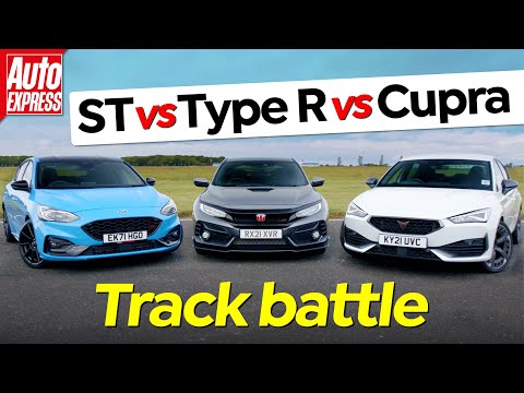 Focus ST Edition vs Civic Type R vs Cupra Leon 300: MEGA hatch track battle | Auto Express
