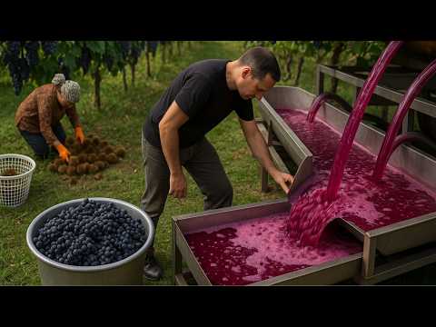 Grape Harvest in the Mountains of Azerbaijan | Traditional Homemade Wine Making🍇