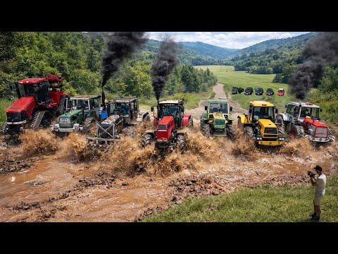 Mega Tractors vs Water Mud | Extreme Power Run - Horni Ujezd