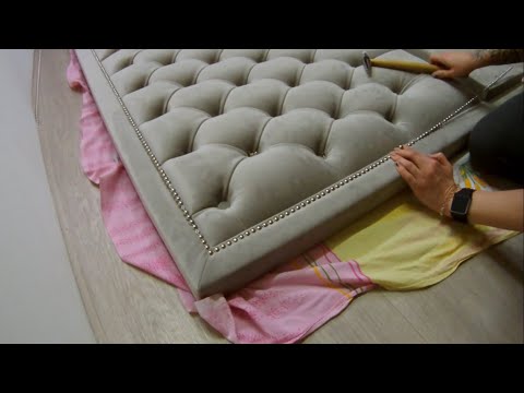 Изголовье с каретной стяжкой в мягкой раме / Headboard in a soft frame diamond tufted pattern.