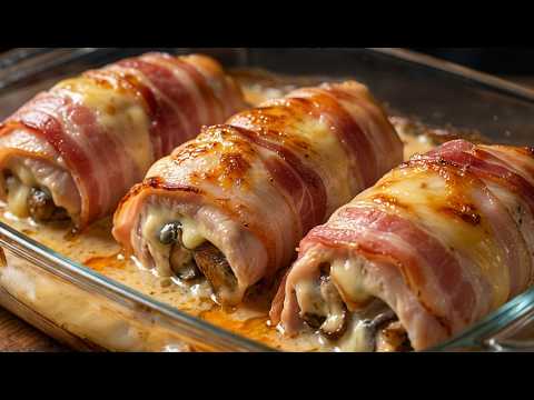 This recipe will drive you crazy! Crispy chicken rolls in bacon! I make it for every party!
