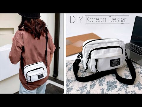 DIY Crossbody Korean Style Bag with the Pockets from cloth making at home