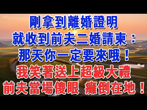 剛拿到離婚證明，就收到前夫二婚請柬：那天你一定要來哦！我笑著送上超級大禮，前夫當場傻眼 癱倒在地！#妮妮故事會 #情感故事 #老年生活