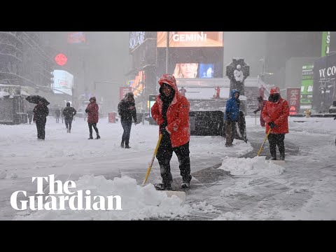 New York's Times Square blanketed in snow as city faces major winter storm
