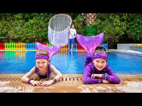 Kids Meet Real Mermaids!🧜🏻♀️💦 Pool Surprise Story