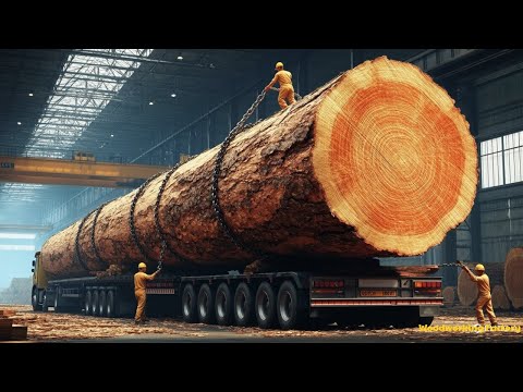 Giant Wood Factory: Sawing Tree Wood Thousand Year Old _ Dramatic First Cut Revealing Beauty Within
