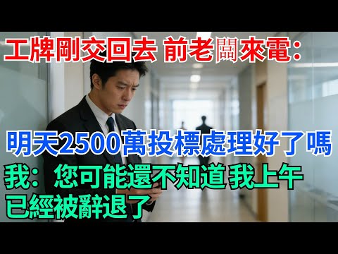 工牌剛交回去，前老闆來電：明天那個2500萬的投標，你處理好了嗎？我：您可能還不知道，我上午已經被辭退了【奇趣天下】#奇聞#社會#完結爽文#職場#職場文化#生活見聞#好奇零零漆#談笑娛生#叉雞