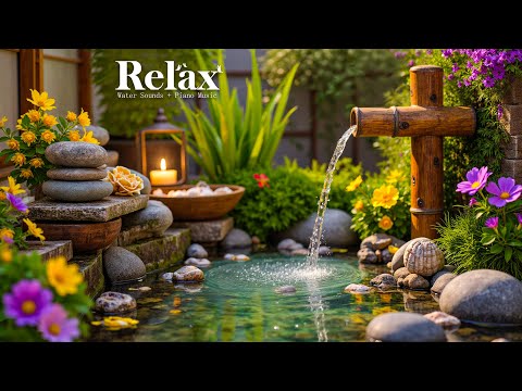 Relaxing Sleep Music + Bamboo Water Fountain 🌿 Insomnia Relief, Calm Anxiety and Sleep Instantly