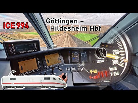 From 0 to 280 km/h in 6 minutes | ICE 994 Göttingen - Hildesheim Hbf | ICE driver's cab ride