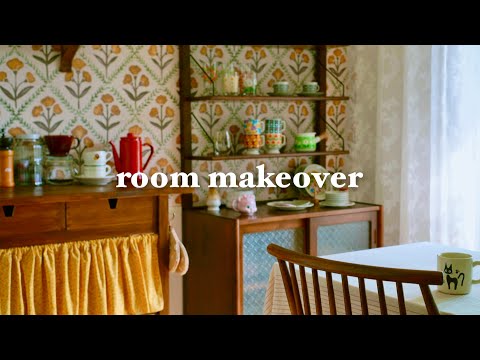 room makeover🌷|home cafe interior vlog|vintage + ghibli coffee bar set up|organize with me, DIY IKEA