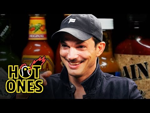 Ashton Kutcher Gets an Endorphin Rush While Eating Spicy Wings | Hot Ones