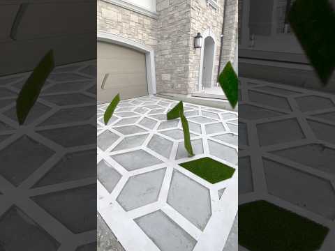 Client asked for an unforgettable driveway! 🤯 #driveway #frontyard #frontyarddesign #drivewaydesign