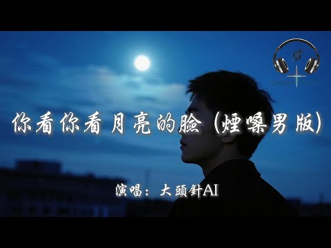 大頭針AI - 你看你看月亮的臉 (煙嗓男版)『月亮的臉偷偷的在改變 月亮的臉偷偷的在改變』【動態歌詞MV】