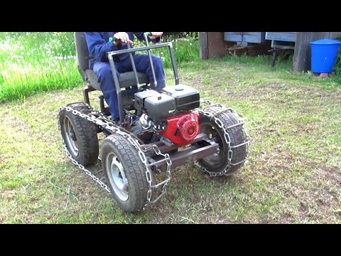 Самодельный гусеничный мини трактор.