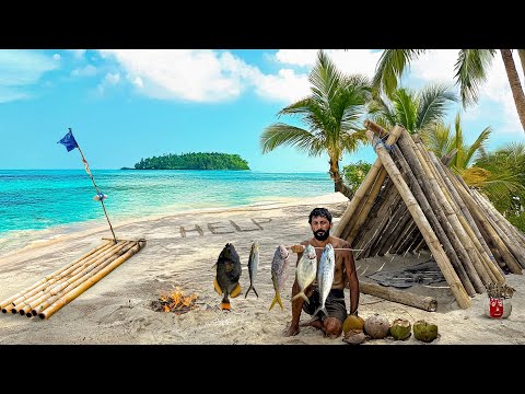 7 Days Solo Survival on Shipwreck Island (NO FOOD, NO WATER, NO SHELTER) Catch and Cook. Bushcraft