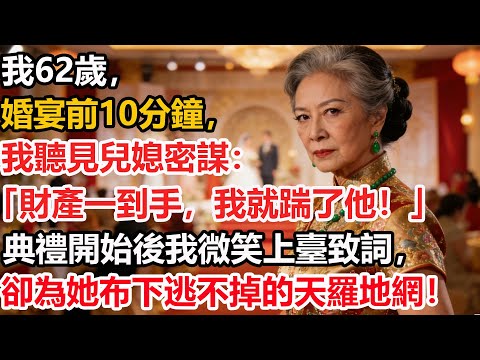 【我62歲】婚宴前10分鐘，我聽見兒媳密謀：「財產一到手，我就踹了他！」典禮開始後我微笑上臺致詞，卻為她布下逃不掉的天羅地網！