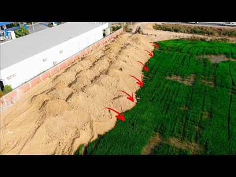 Incredible Landfill!! Extreme CAT D5H Dozer that crosses the road to push soil and fill the field