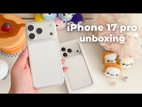 iPhone 17 Pro ASMR Unboxing, setup + accessories!  iOS 26 📱 Silver + compare older iphones ✨