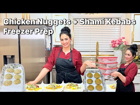 Making Chicken Nuggets & Shami Kebabs for Kids’ School | Freezer Meal Prep👩🏻‍🍳😎