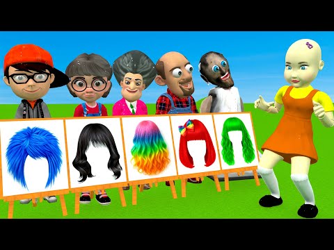 Scary Teacher 3D vs Squid Game Draw Hair Squid Girl Beautiful or Error Challenge 5 Times Challenge