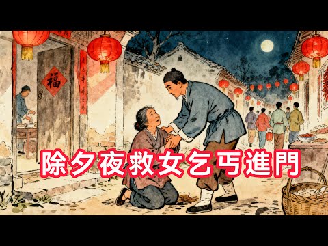 乞丐新年夜討飯，男子不嫌棄迎她進家門，沒想到竟得到一個巨大的福報，感動得當場給乞丐下跪。日行一善，終有回報！「民間故事匯」