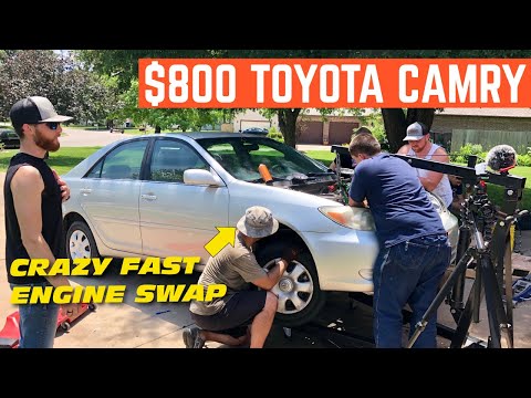 Swapping The ENGINE In The $800 Toyota Camry Flip In 3 HOURS?