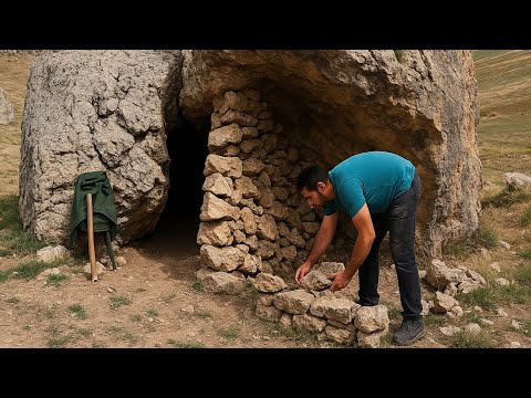 Building a Secret Cave Shelter in the Wilderness (No Tools Survival)