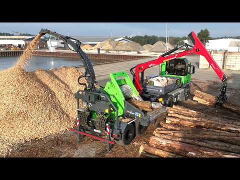 New wood chipping technology for wood chip truck Mercedes Arocs 4x4 & wood chipper, tractor forestry